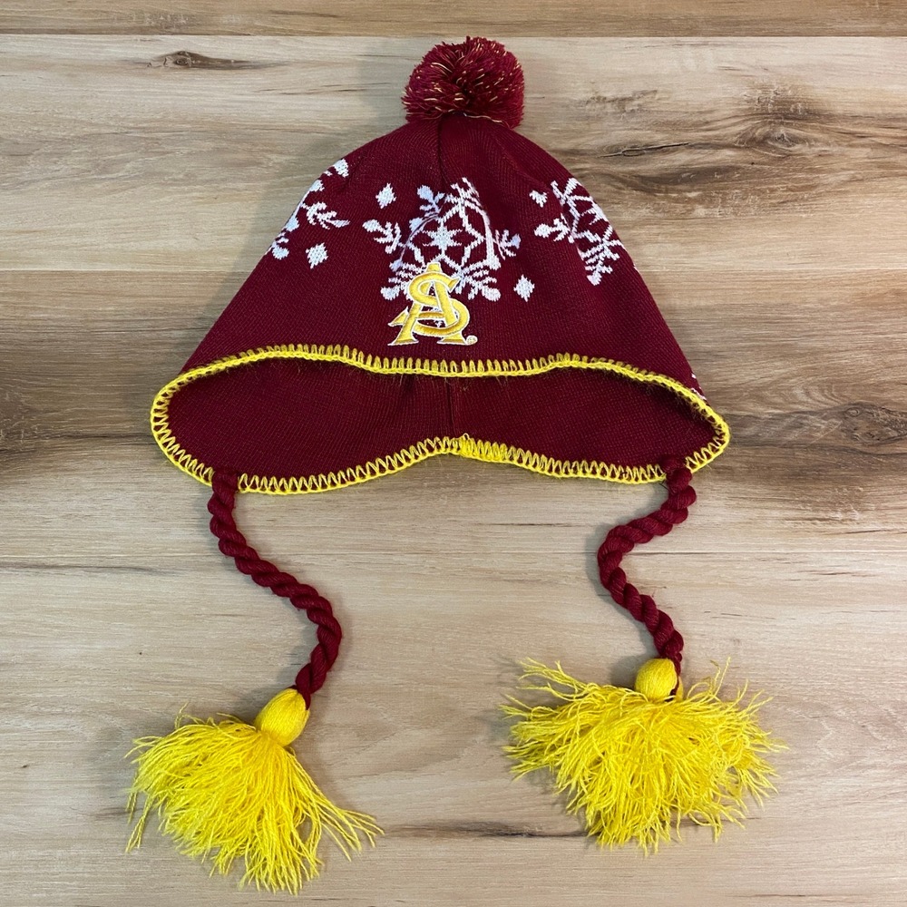 Arizona State Sun Devils Maroon Yellow Snowflake Knit Beanie Hat